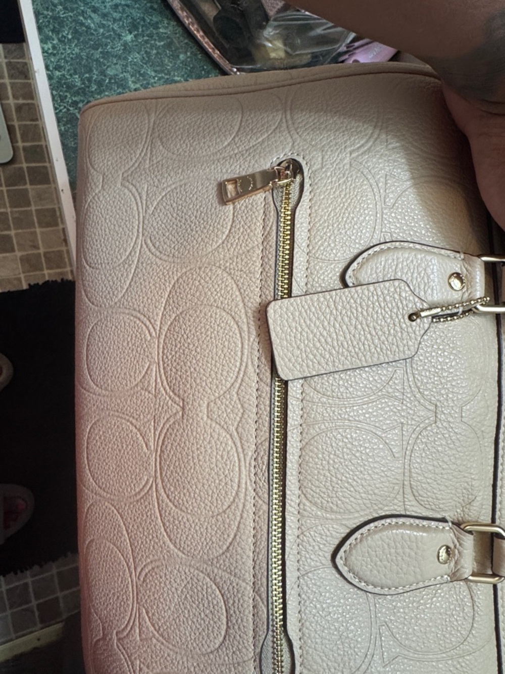 Rowan Large Satchel In Signature Pebbled Leather- Color Oat - Picture 6 of 11